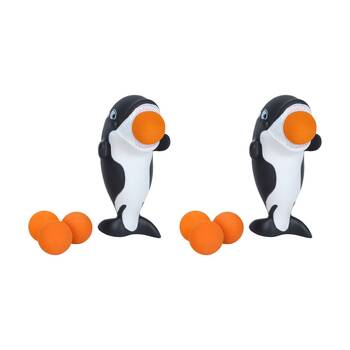 2PK  Hog Wild Orca Whale Popper Soft Foam Ball Shooter Indoor/Outdoor Fun Toy