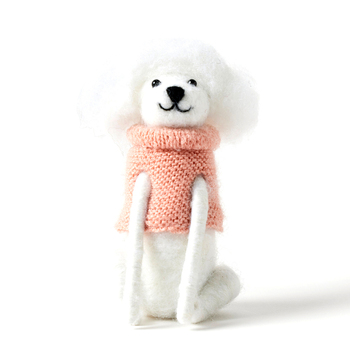 Jiggle & Giggle Wool/Polyfoam Chloe Felt Dog Figurine White/Pink 11cm