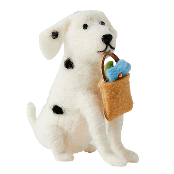 Jiggle & Giggle Wool/Polyfoam Spotty Felt Dog Figurine White 9cm