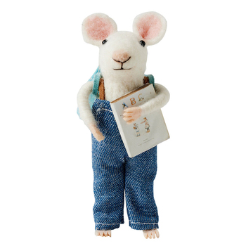 Jiggle & Giggle Wool/Polyfoam Harold Felt Mouse Figurine White 12cm