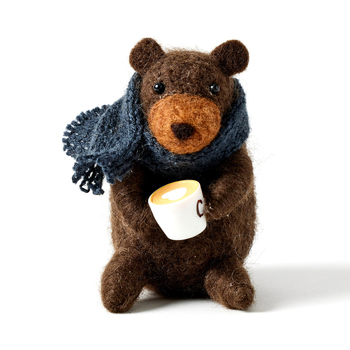 Jiggle & Giggle Wool/Polyfoam Bubbles Felt Bear Figurine Brown 8.5cm