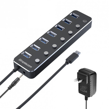 Simplecom 16cm CH375PS 7-Port USB 3.0 Hub Adapter w/ Individual Switches