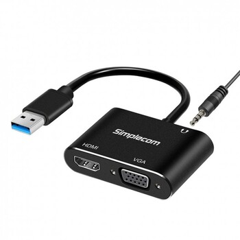 Simplecom 6cm DA316A USB to HDMI/VGA Video Card Hub w/ 3.5mm Adapter