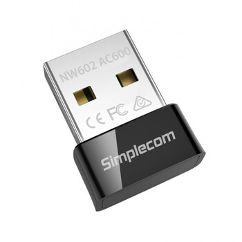 Simplecom 1.9cm NW602 AC600 Dual Band Male Nano USB WiFi Wireless Adapter