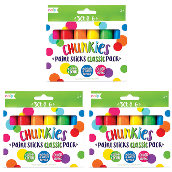 3x 6pc Ooly Chunkie Paint Stick Art Colouring Set Kids 3y+