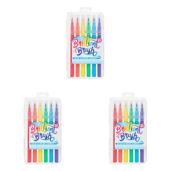 3x 12pc Ooly Brilliant Brush Colouring Marker w/ Case Set 6y+