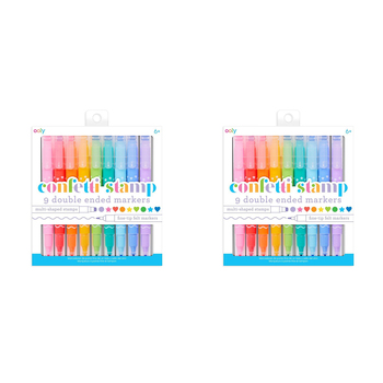 2x 9pc Ooly Double-Ended Coloured Marker Pens - Confetti Stamp 6y+