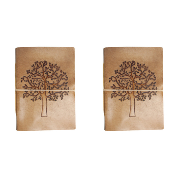 2PK LVD Tree Of Life Leather Notebook 18x13cm - Brown