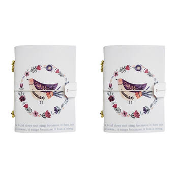 2PK LVD Leather Cover Paper Notebook Writing Journal 18x13cm Birds Song