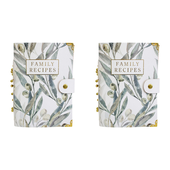 2PK LVD Leather Note Book Family Recipies Stylish Hard Cover Journal/Diary