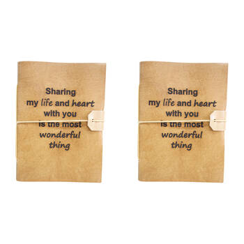 2PK LVD Leather Cover Paper Notebook Writing Journal 18x13cm Sharing My Life