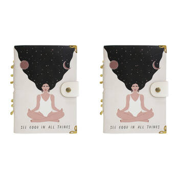 2PK LVD Leather Cover Paper Notebook Writing Journal 18x13cm See Good Gold