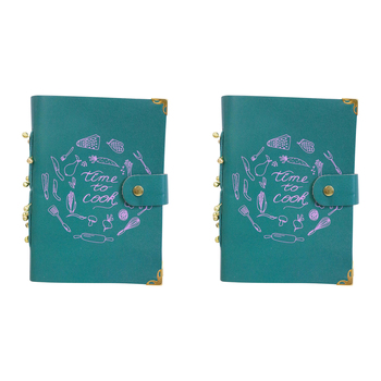2PK LVD Leather Note Book Time To Cook Stylish Hard Cover Journal/Diary