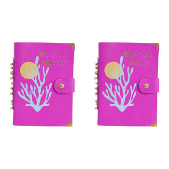 2PK LVD Leather Cover Paper Notebook Writing Journal 18x13cm Enjoy Journey