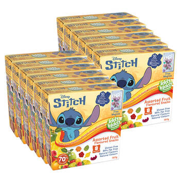 12PK Iddy Biddy Lilo & Stitch 160g Assorted Fruit Flavoured Snacks