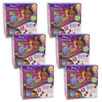 6x 8pc Iddy Biddy Disney Princess Mixed Berry Gummies Snack Pack