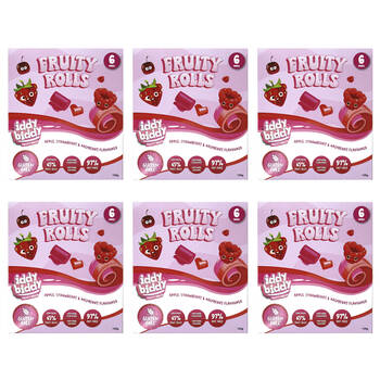 6x 6pc Hot Shots Iddy Biddy Apple Strawberry & Raspberry Flavoured Fruity Roll 120g