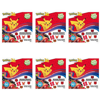 6x 8pc Hot Shots Pokemon Iddy Biddy Mixed Berry Fruit Flavoured Snack Packs 184g