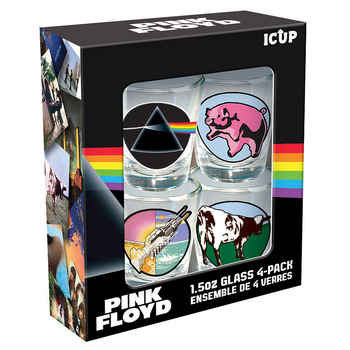 4pc Aquarius Pink Floyd Liquor Drinking Shot Glass Set 1.5oz