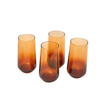 4pc Artcraft Iconic Amber Hiball Decorated Water Glassware 470ml