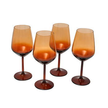4pc Artcraft Iconic Amber Red Wine Decorated Glassware 490ml