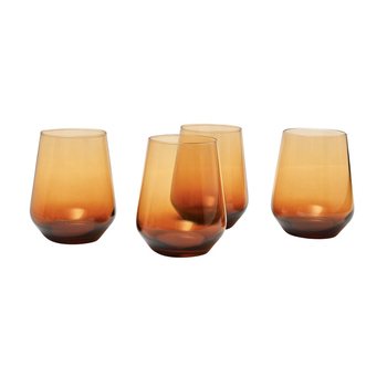 4pc Classica Art Craft 425ml Iconic Amber Tumbler Glass - Brown
