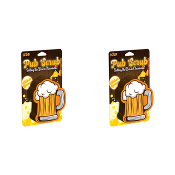2PK iCUP Inc Pub Scrub 11cm Kitchen Dishwashing Sponge - Brown