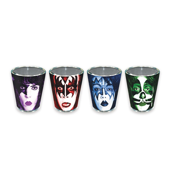 4pc Icup Inc KISS Liquor Drinking Shot Glass Drinkware Set