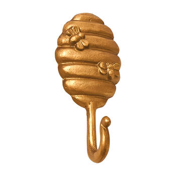Pilbeam Living Beehive Wall Hook Iron Home Decorative Rustic Gold 15.5cm