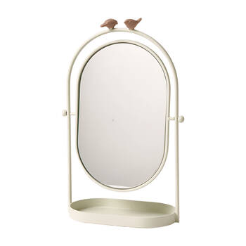 Pilbeam Living Finch Standing Mirror Vanity Tabletop Room Decor White 37cm