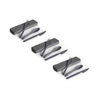 3PK IsGift For The Earth Wheat Straw Travel Cutlery Set Assorted