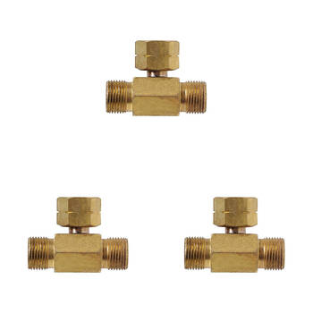 3PK Companion Brass 3/8" LH to Dual 3/8" LH Double Gas Adaptor