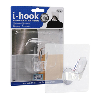 White Magic i-Hook 10cm Multi-Surface Wall Mounted Hook Large - Clear