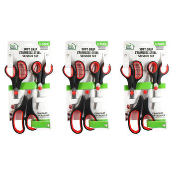 3x 3pc Ideal Home Soft Grip Stainless Steel Craft Scissors Set Multipurpose