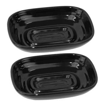2PK Butlers Hush Bathroom Soap Dish Rack Black 13x13x3cm