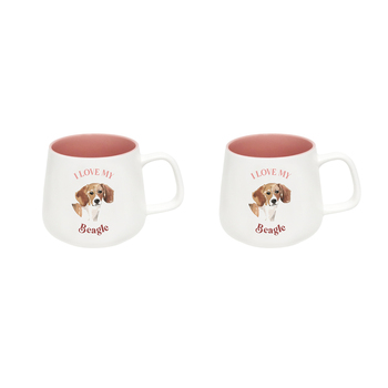 2PK Splosh I Love My Beagle 12cm Dog Hot/Cold Drinking Ceramic Mug