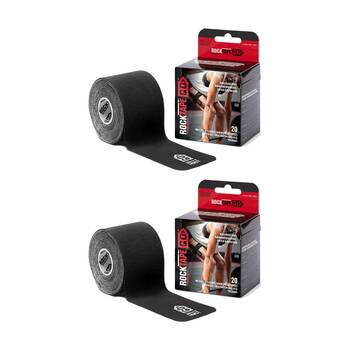 2x 20pc Rocktape Go Precut Kinesiology Sports Stretchy Tape Strips Black