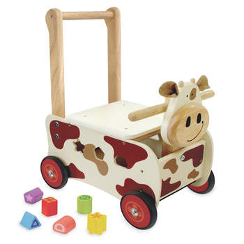 Im Toy 45cm Wood Walk & Ride Cow Sorter Kids Ride-On Toy 12m+