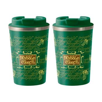 2PK Lord of the Rings Middle Earth Insulated Metal Travel Drinking Mug 350mL Green