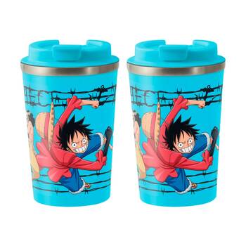 2PK One Piece Group Insulated Metal Travel Drinking Mug 350mL Blue