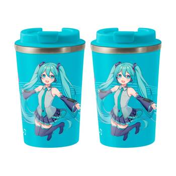 2PK Hatsune Miku Jump Insulated Metal Travel Drinking Mug 350mL Blue