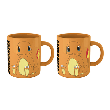 2PK Pokemon Video Game/Cartoon Themed Character Coloured Mug Charmander 300ml