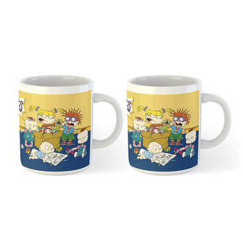 2PK Rugrats Kids Cartoon Group Print Themed Coffee Mug Drinking Cup 300ml