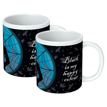 2PK Wednesday Black is my Happy Colour White Ceramic Printed Mug