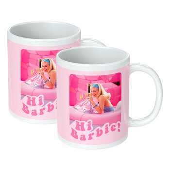 2PK Barbie Movie "Hi Barbie!" White Ceramic Printed Mug