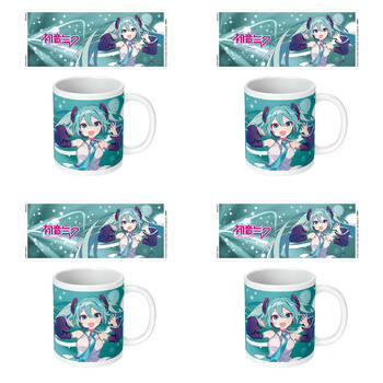 4PK Hatsune Miku Blue Ceramic Mug Coffee/Milk Drinking Cup 9x11cm