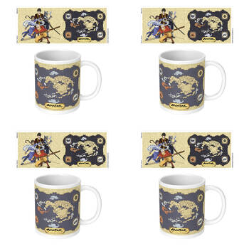 4PK Avatar The Last Airbender Map Ceramic Mug Drinking Cup White 9x11cm