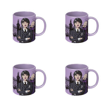 4PK Wednesday Nevermore Academy Characters Coloured Coffee Mug Purple