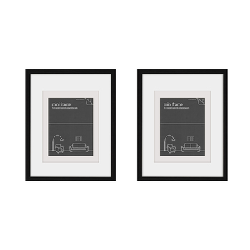 2PK Frames & Hangers Mini Wall Hanging Sleek 21x26cm Post Card Picture Frame Black