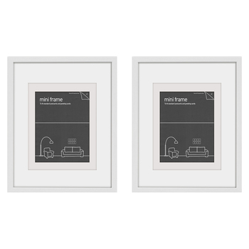 2PK Frames & Hangers Mini Wall Hanging Sleek 21x26cm Post Card Picture Frame White